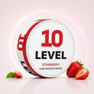 Level Strawberry 6.5mg Nicotine Pouches — 6.5mg nicotine per pouch, slim format, 20 pouches
