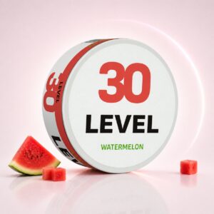 Level Watermelon 19.5mg Nicotine Pouches — 19.5mg nicotine per pouch, slim format, 20 pouches