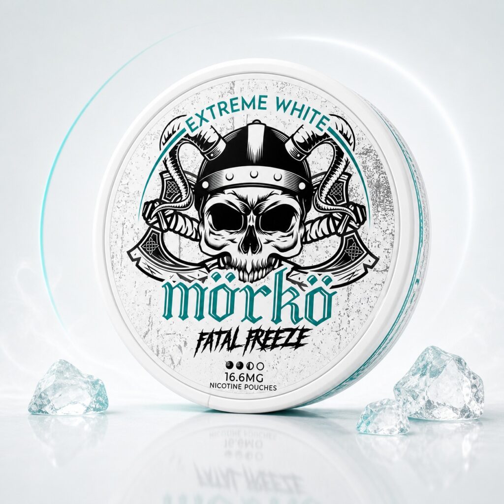 Morko Fatal Freeze 16.6mg Nicotine Pouches — 16.6mg nicotine per pouch, slim format, 20 pouches
