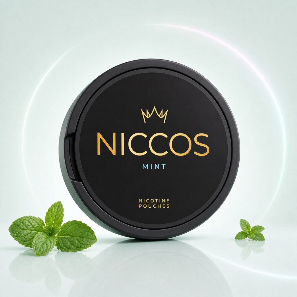 Niccos Mint 16mg Nicotine Pouches — 16mg nicotine per pouch, slim format, 20 pouches