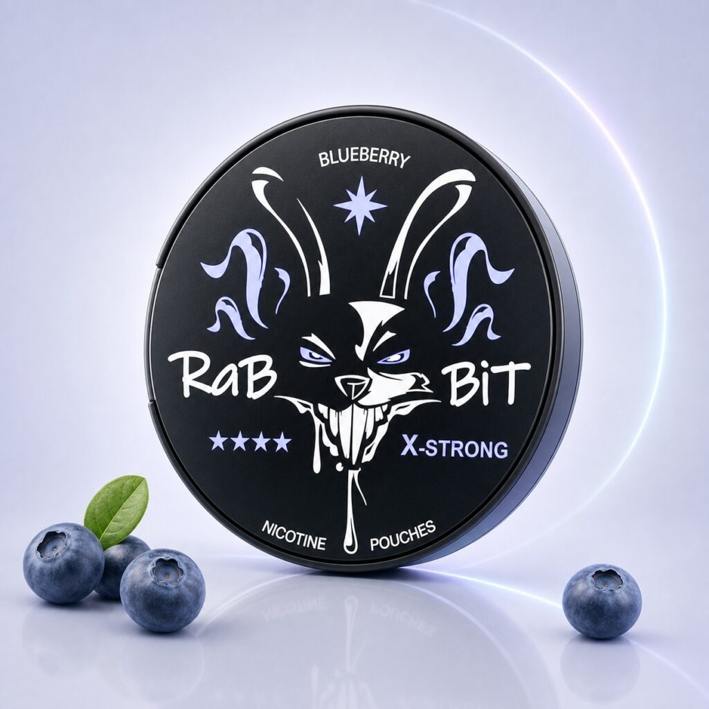 Rabbit Blueberry 50mg Nicotine Pouches — 50mg nicotine per pouch, slim format, 20 pouches