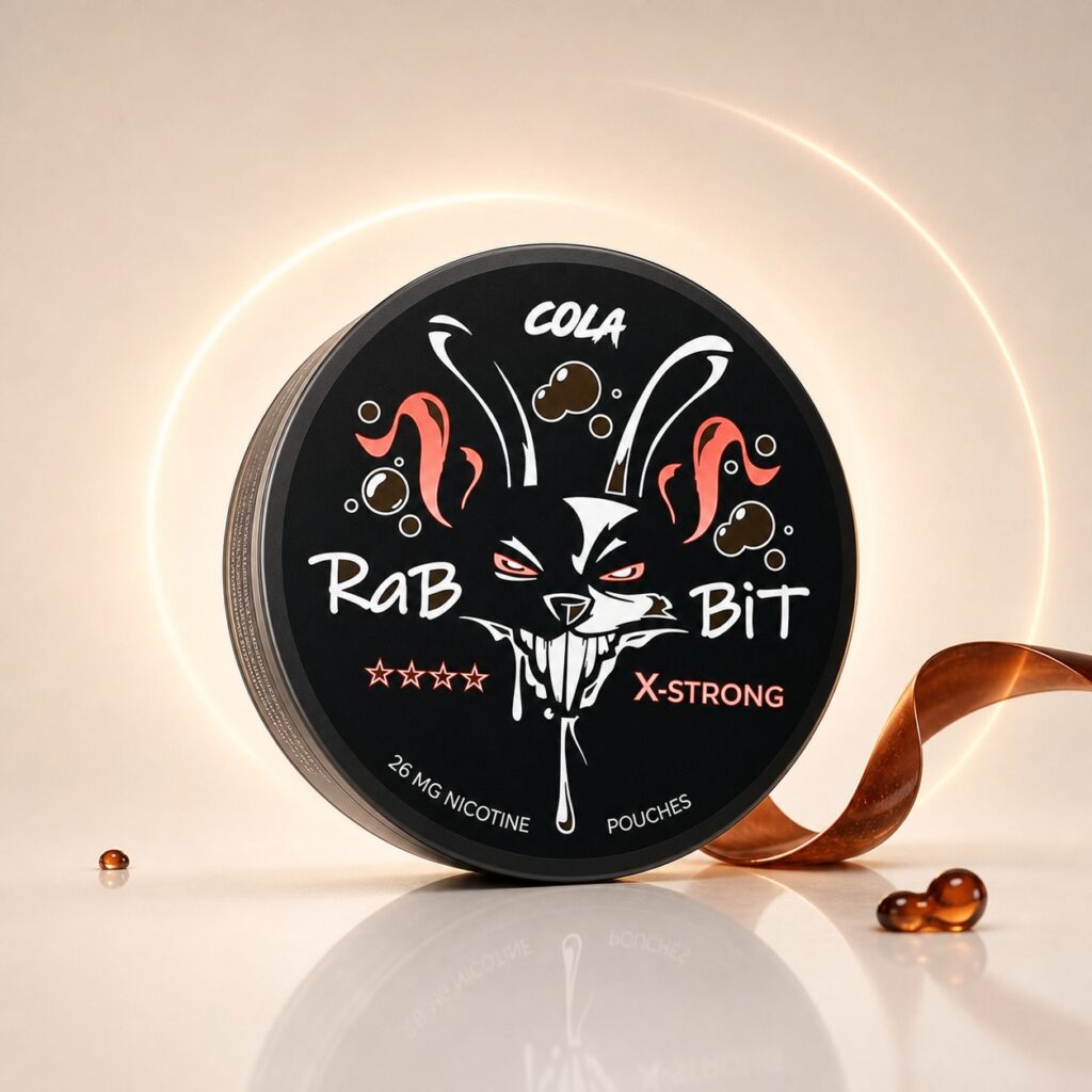 Rabbit Cola 26mg Nicotine Pouches — 26mg nicotine per pouch, slim format, 20 pouches