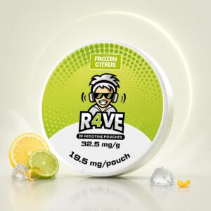 Rave Frozen Citrus 19.5mg Nicotine Pouches — 19.5mg nicotine per pouch, slim format, 20 pouches