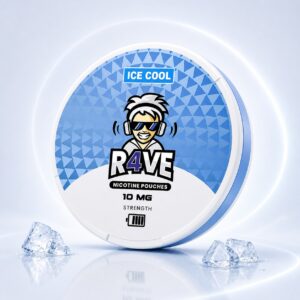 Rave Ice Cool 10mg Nicotine Pouches — 10mg nicotine per pouch, slim format, 20 pouches