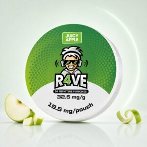 Rave Juicy Apple 19.5mg Nicotine Pouches — 19.5mg nicotine per pouch, slim format, 20 pouches