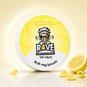 Rave Lemoncello 9.6mg Nicotine Pouches — 9.6mg nicotine per pouch, slim format, 20 pouches