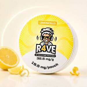 Rave Lemoncello 19.5mg Nicotine Pouches — 19.5mg nicotine per pouch, slim format, 20 pouches