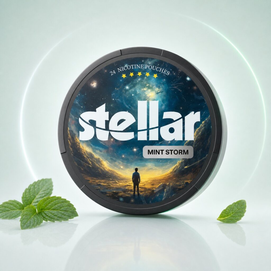 Stellar Mint Storm 45mg Nicotine Pouches — 45mg nicotine per pouch, slim format, 24 pouches