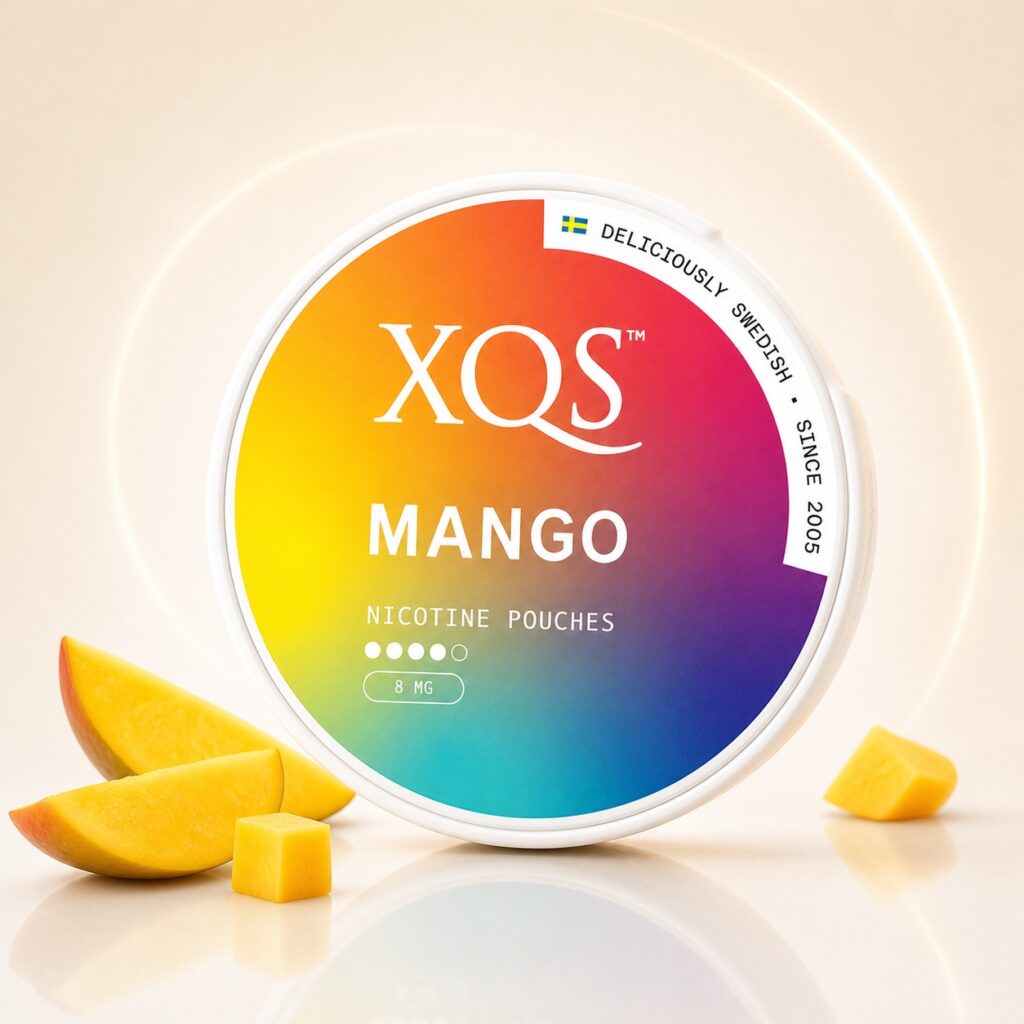 XQS Tropical 8mg Nicotine Pouches — 8mg nicotine per pouch, slim format, 20 pouches
