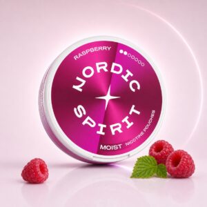 Nordic Spirit Raspberry 9mg Nicotine Pouches — 9mg nicotine per pouch, slim format, 20 pouches