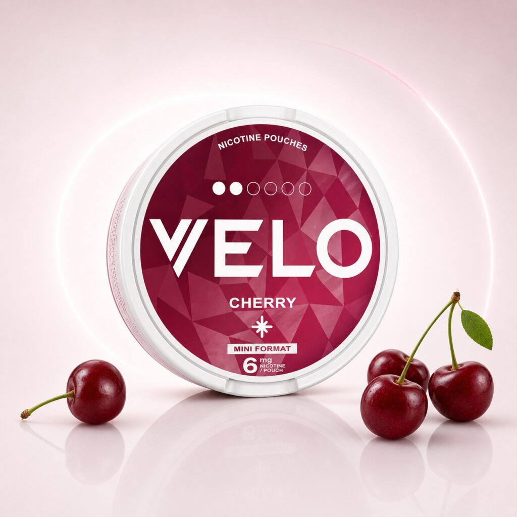 Velo Cherry Ice 6mg Nicotine Pouches — 6mg nicotine per pouch, mini format, 15 pouches