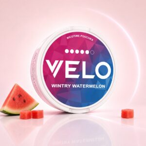 Velo Wintry Watermelon 14mg Nicotine Pouches — 14mg nicotine per pouch, slim format, 20 pouches