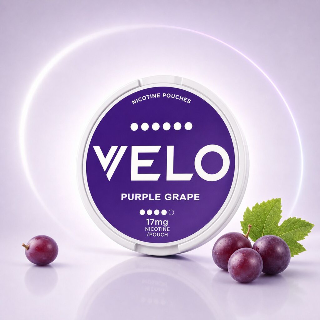 Velo Purple Grape 17mg Nicotine Pouches — 17mg nicotine per pouch, slim format, 20 pouches
