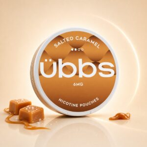 UBBS Salted Caramel 6mg Nicotine Pouches — 6mg nicotine per pouch, slim format, 20 pouches