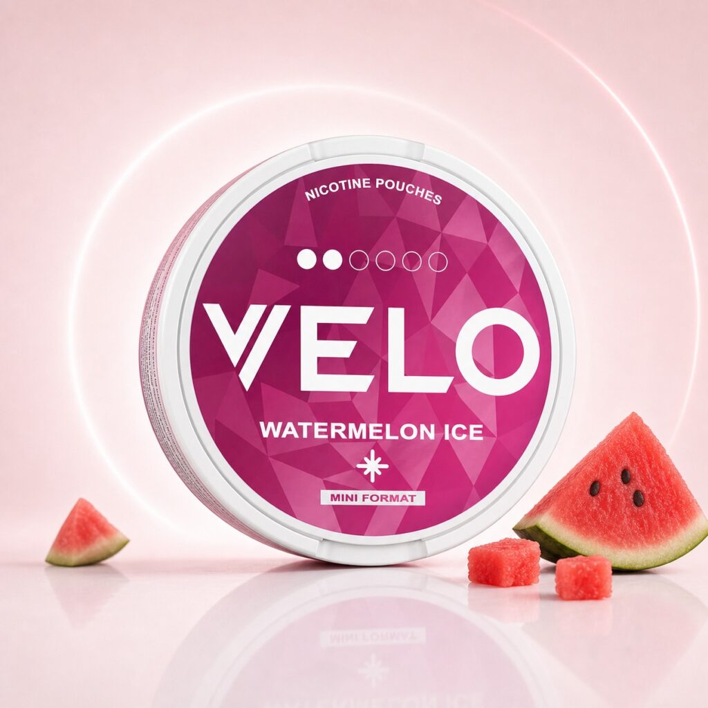 Velo Watermelon Ice 6mg Nicotine Pouches — 6mg nicotine per pouch, mini format, 15 pouches