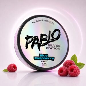 Pablo Blue Raspberry 10mg Nicotine Pouches — 10mg nicotine per pouch, slim format, 20 pouches