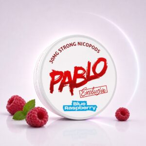 Pablo Blue Raspberry 30mg Nicotine Pouches — 30mg nicotine per pouch, slim format, 20 pouches