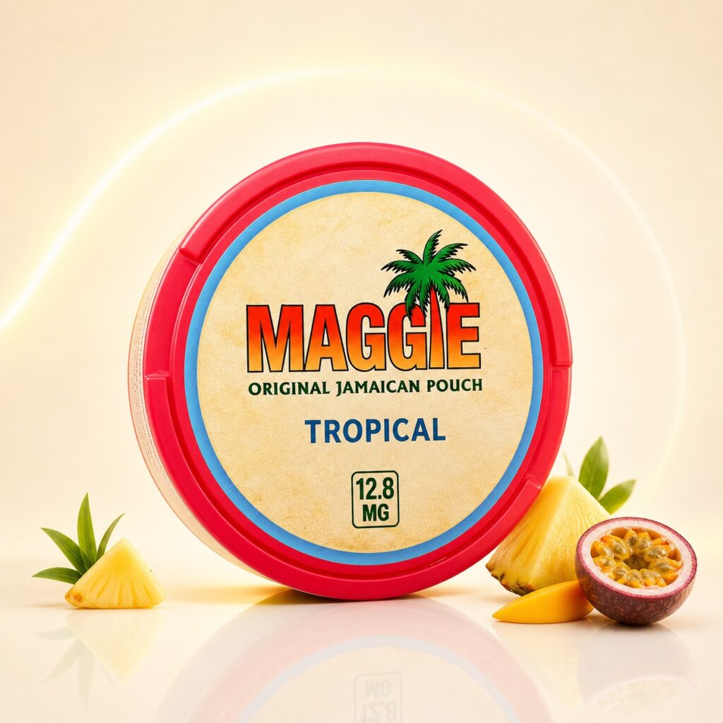 Maggie Mr Blue 12.8mg Nicotine Pouches — 12.8mg nicotine per pouch, slim format, 20 pouches
