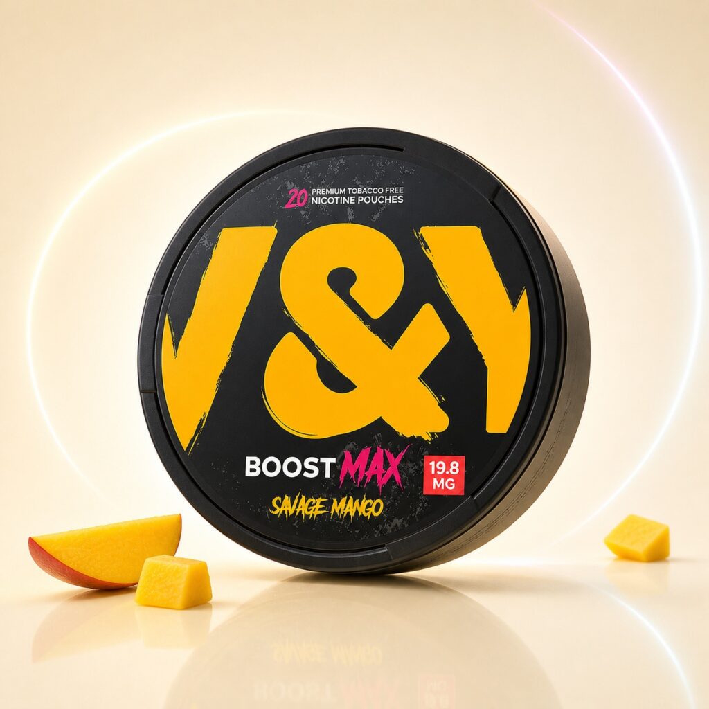 V&YOU Savage Mango 19.8mg Nicotine Pouches — 19.8mg nicotine per pouch, slim format, 20 pouches