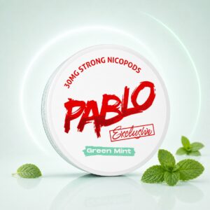 Pablo Green Mint 30mg Nicotine Pouches — 30mg nicotine per pouch, slim format, 20 pouches