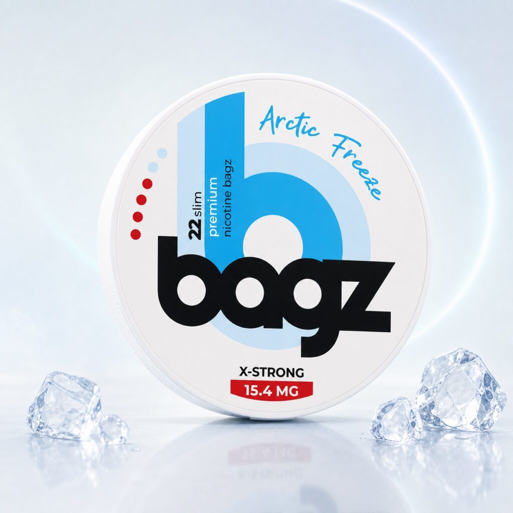 BAGZ Arctic Freeze 15.4mg Nicotine Pouches — 15.4mg nicotine per pouch, slim format, 22 pouches