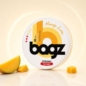 BAGZ Mango Lassi 11.3mg Nicotine Pouches — 11.3mg nicotine per pouch, slim format, 22 pouches