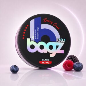 BAGZ Berry Cool 38.1mg Nicotine Pouches — 38.1mg nicotine per pouch, slim format, 22 pouches
