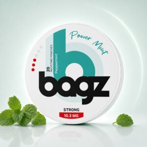 BAGZ Power Mint 10.3mg Nicotine Pouches — 10.3mg nicotine per pouch, slim format, 22 pouches