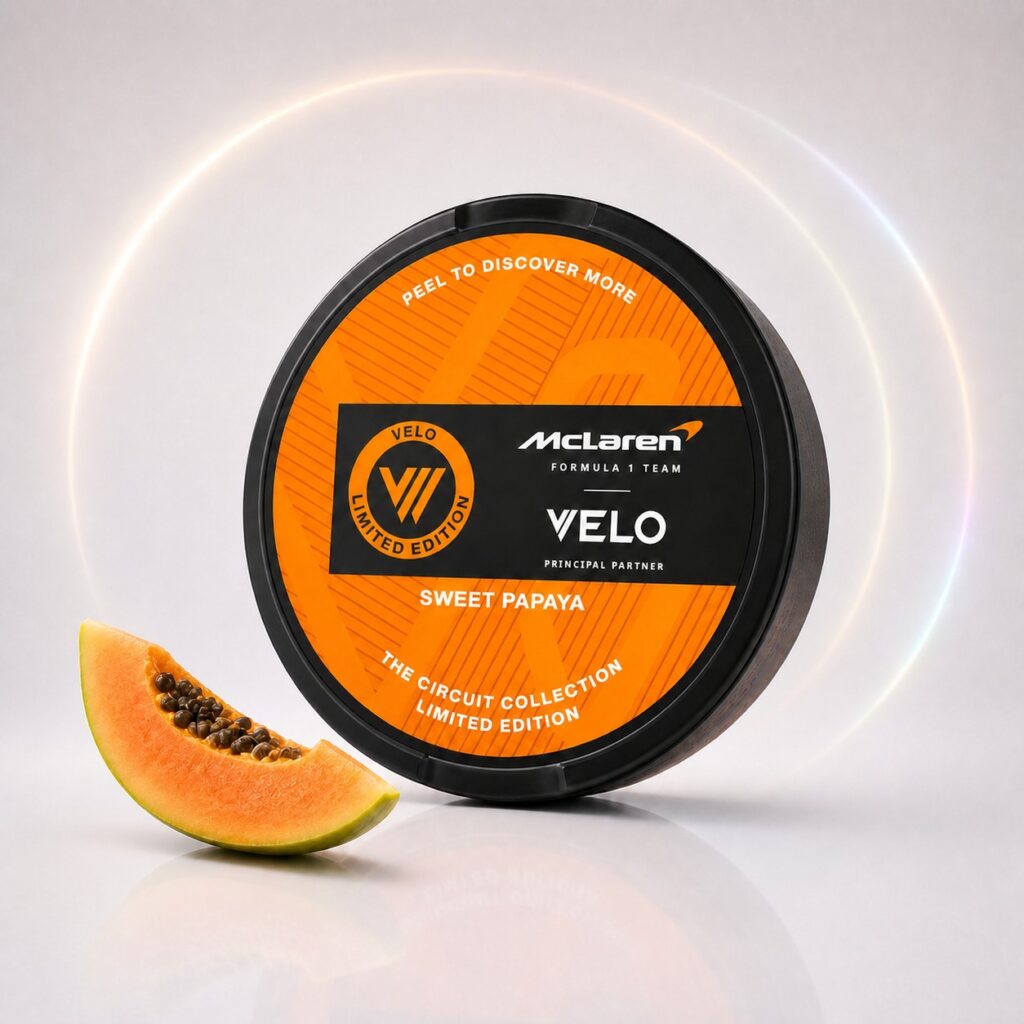 Velo Sweet Papaya 8mg Nicotine Pouches — 8mg nicotine per pouch, slim format, 20 pouches