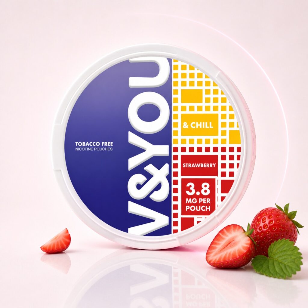 V&YOU Berry 3.8mg Nicotine Pouches — 3.8mg nicotine per pouch, slim format, 20 pouches