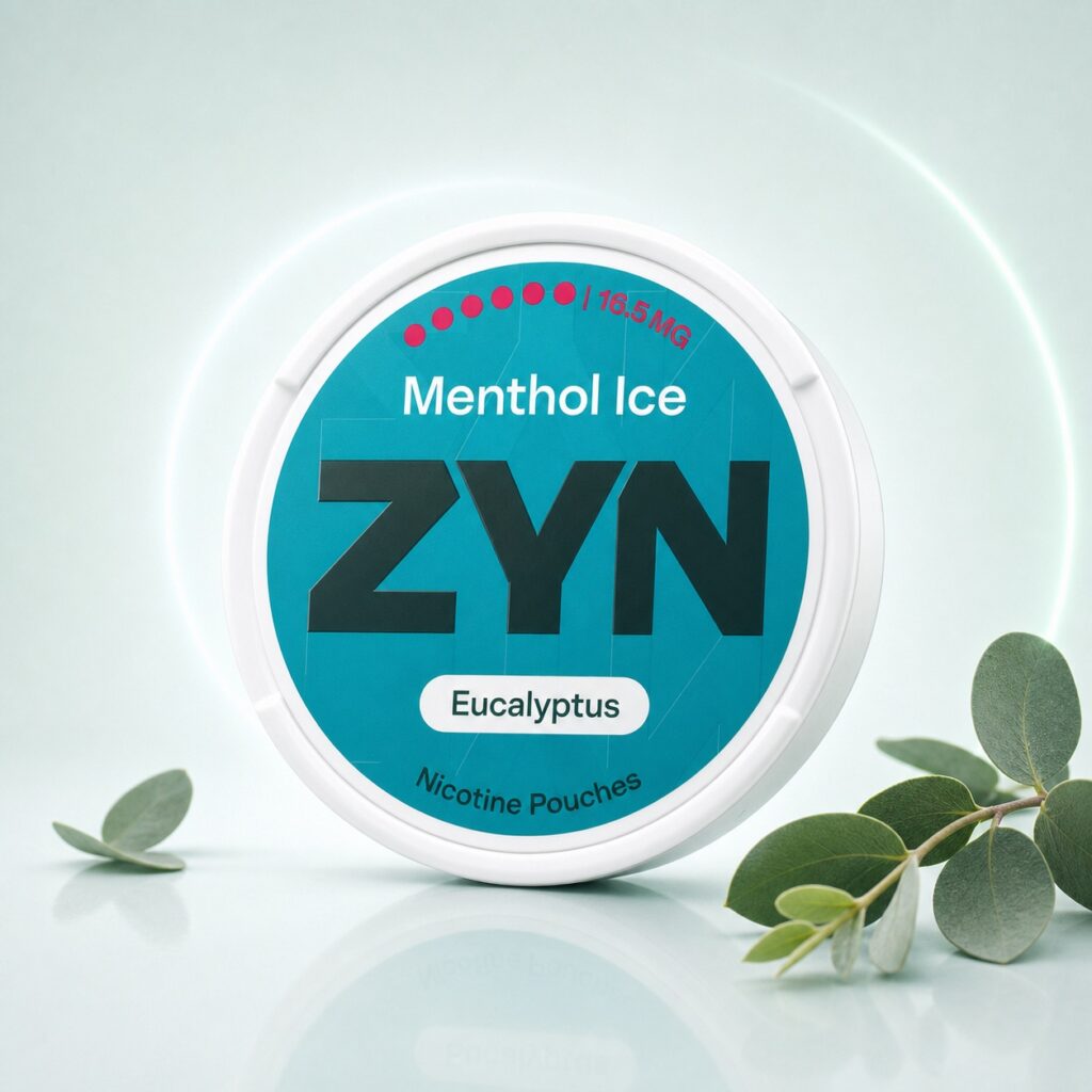 ZYN Menthol Ice 16.5mg Nicotine Pouches — 16.5mg nicotine per pouch, slim format, 20 pouches