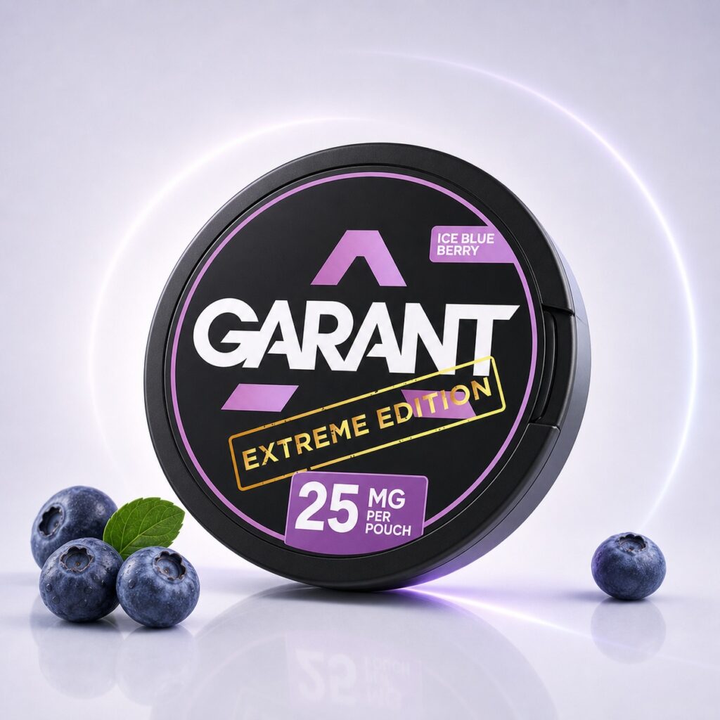 Garant Ice Blueberry 25mg Nicotine Pouches — 25mg nicotine per pouch, slim format, 27 pouches