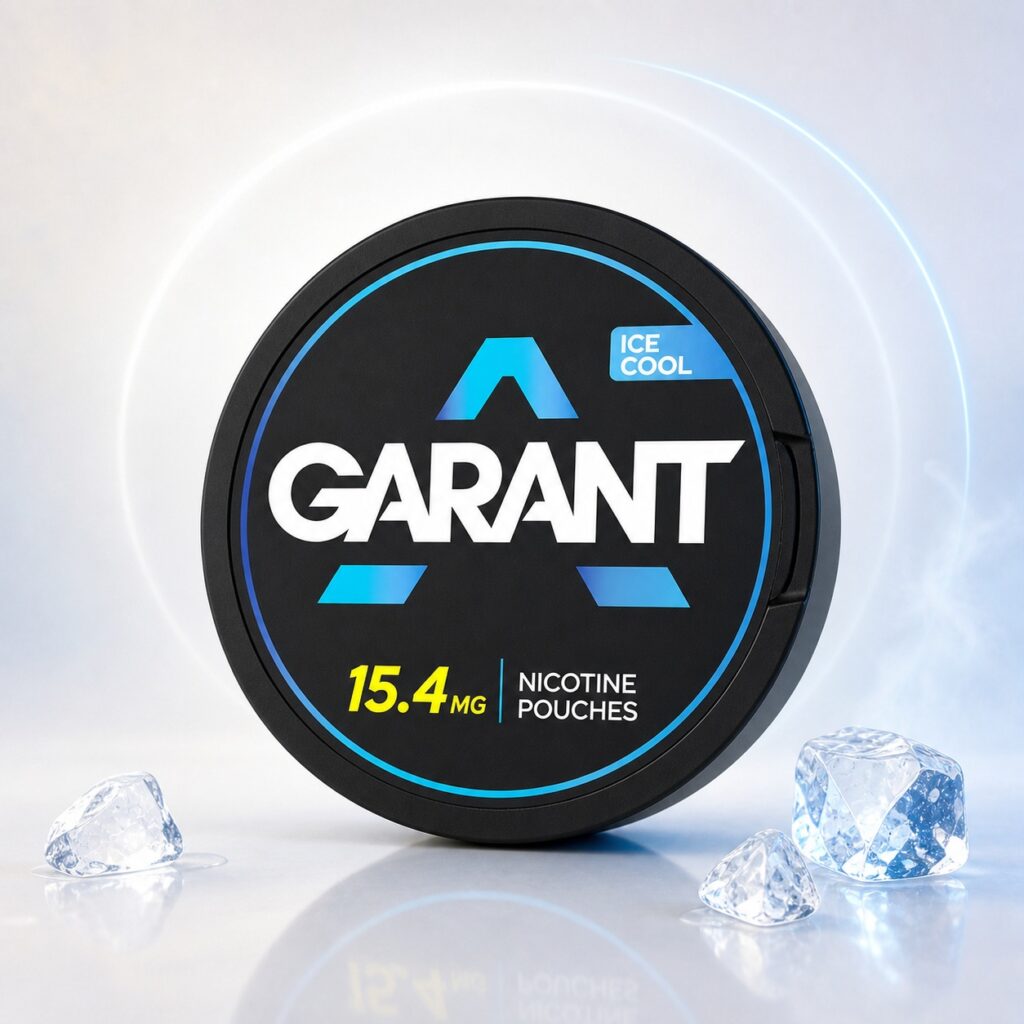 Garant Ice Cool 15.4mg Nicotine Pouches — 15.4mg nicotine per pouch, slim format, 27 pouches