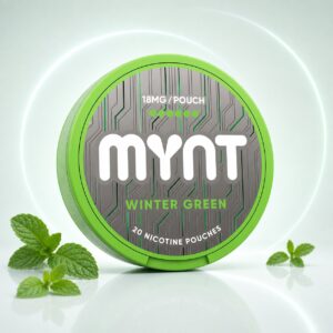 MYNT Winter Green 18mg Nicotine Pouches — 18mg nicotine per pouch, slim format, 20 pouches