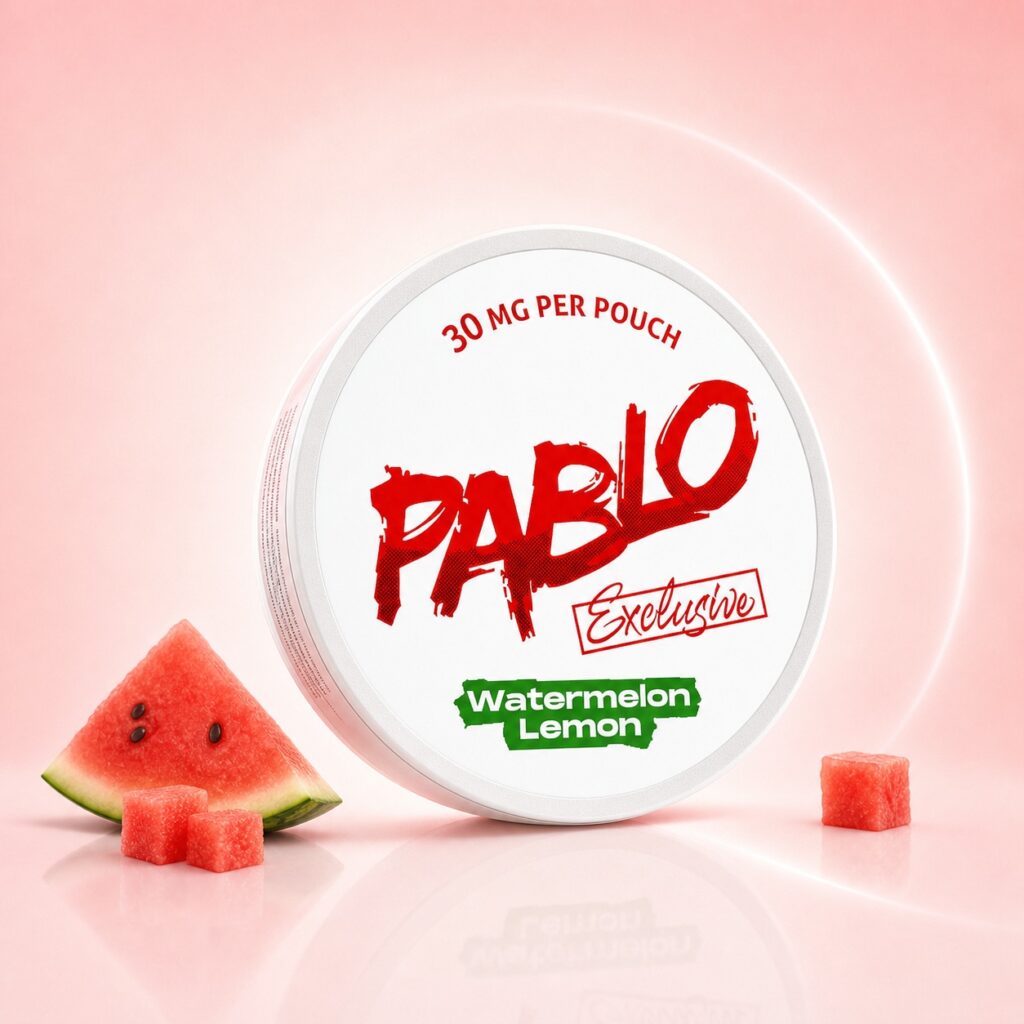 Pablo Watermelon Lemon 30mg Nicotine Pouches — 30mg nicotine per pouch, slim format, 20 pouches