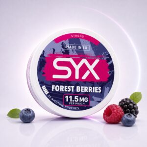 SYX Forest Fruit 11.5mg Nicotine Pouches — 11.5mg nicotine per pouch, slim format, 20 pouches
