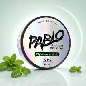 Pablo Spearmint 10mg Nicotine Pouches — 10mg nicotine per pouch, slim format, 20 pouches