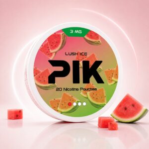 PIK Lush Ice 3mg Nicotine Pouches — 3mg nicotine per pouch, slim format, 20 pouches