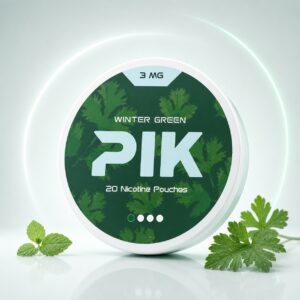 PIK Winter Green 3mg Nicotine Pouches — 3mg nicotine per pouch, slim format, 20 pouches