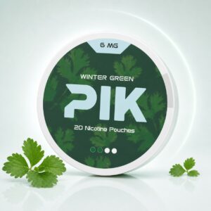 PIK Winter Green 6mg Nicotine Pouches — 6mg nicotine per pouch, slim format, 20 pouches