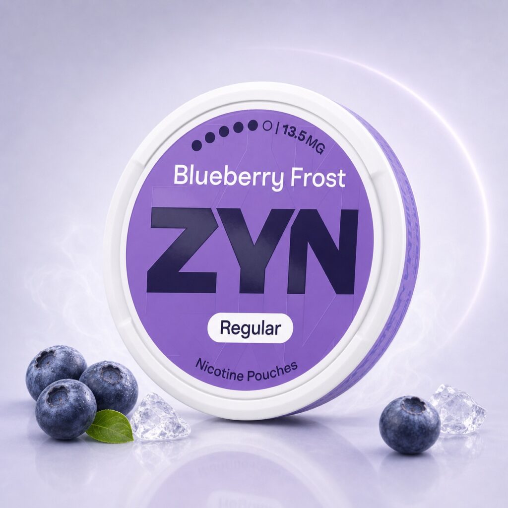 ZYN Blueberry Frost 13.5mg Nicotine Pouches — 13.5mg nicotine per pouch, slim format, 20 pouches