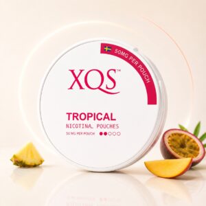 XQS Tropical 50mg Nicotine Pouches — 50mg nicotine per pouch, slim format, 20 pouches
