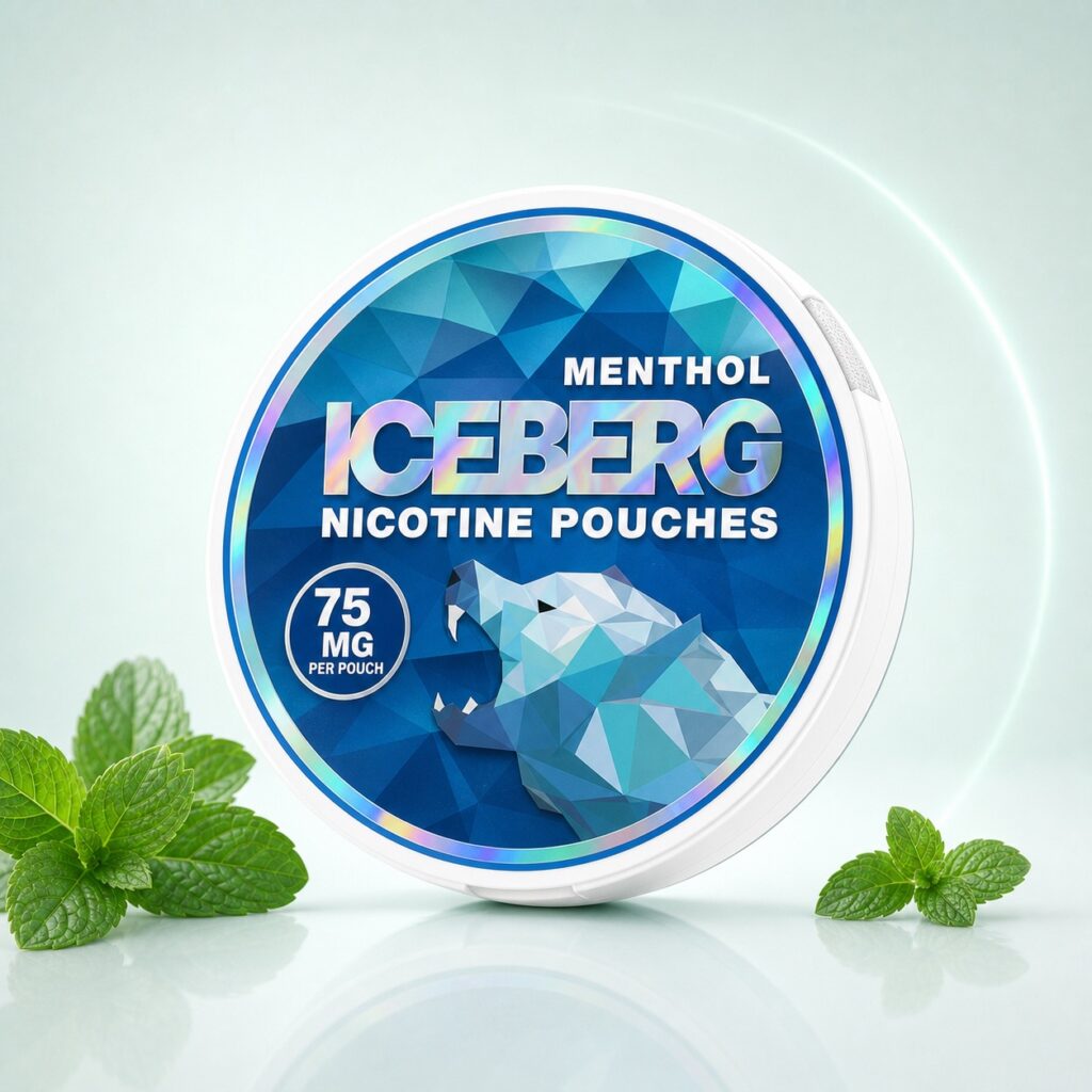 Iceberg Menthol 75mg Nicotine Pouches — 75mg nicotine per pouch, slim format, 20 pouches