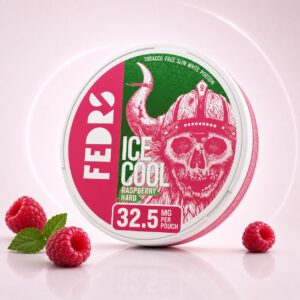 FEDRS Raspberry Hard 32.5mg Nicotine Pouches — 32.5mg nicotine per pouch, slim format, 20 pouches