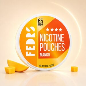 FEDRS Mango 65mg Nicotine Pouches — 65mg nicotine per pouch, slim format, 20 pouches