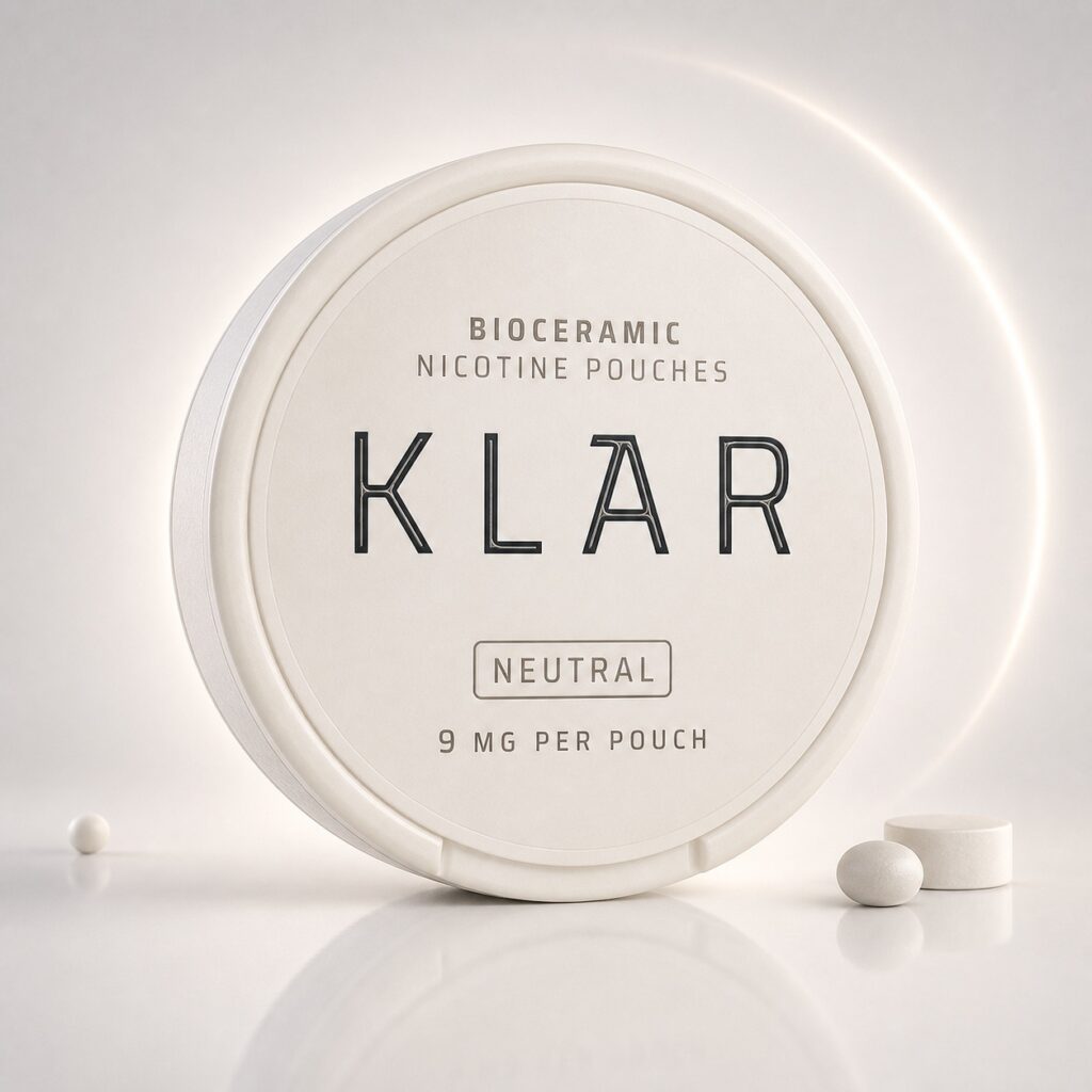 Klar Blank 9mg Nicotine Pouches — 9mg nicotine per pouch, slim format, 20 pouches
