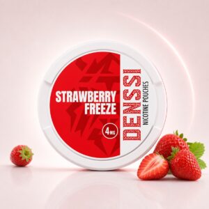 Denssi Strawberry Freeze 4mg Nicotine Pouches — 4mg nicotine per pouch, slim format, 20 pouches