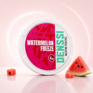Denssi Watermelon Freeze 4mg Nicotine Pouches — 4mg nicotine per pouch, slim format, 20 pouches
