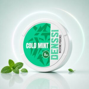 Denssi Cold Mint 8mg Nicotine Pouches — 8mg nicotine per pouch, slim format, 20 pouches