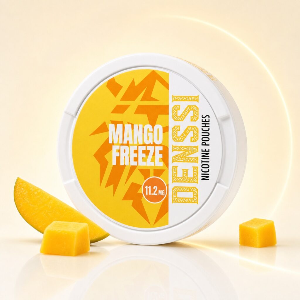 Denssi Mango Freeze 11.2mg Nicotine Pouches — 11.2mg nicotine per pouch, slim format, 20 pouches